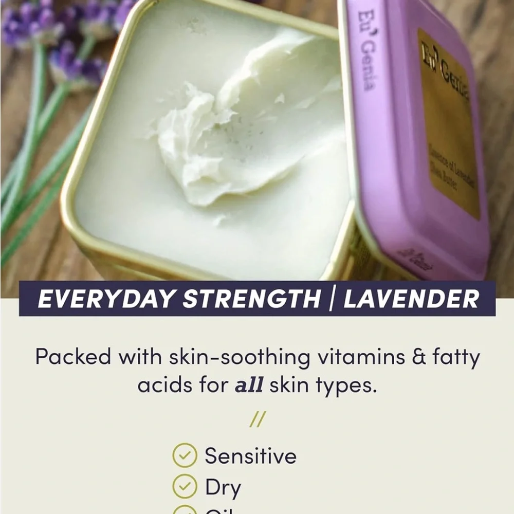 Eu'Genia Everyday Shea Butter (Lavender, 2oz) 100% Body Moisturizer